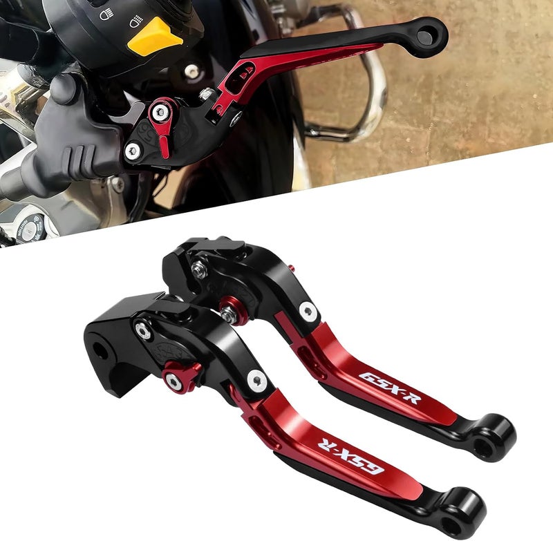 XIDAODIT for Suzuki GSXR 600 750(2006-2024) 1000R(2009-2024) GSX-R 1000(2005-2006) Motorcycle Clutch Lever Folding Extendable Adjustable Handlebars Brake and Clutch Levers Set(Red) - Image 4